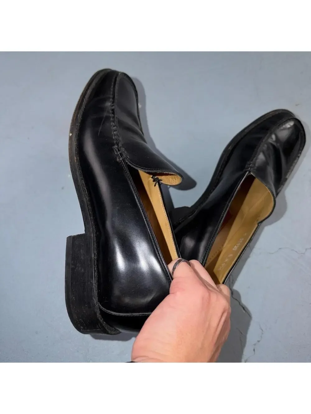 Cole Haan Italy Black Leather Kiltie Italian Loafer Men's 8M VGUC VTG 90s Shoes